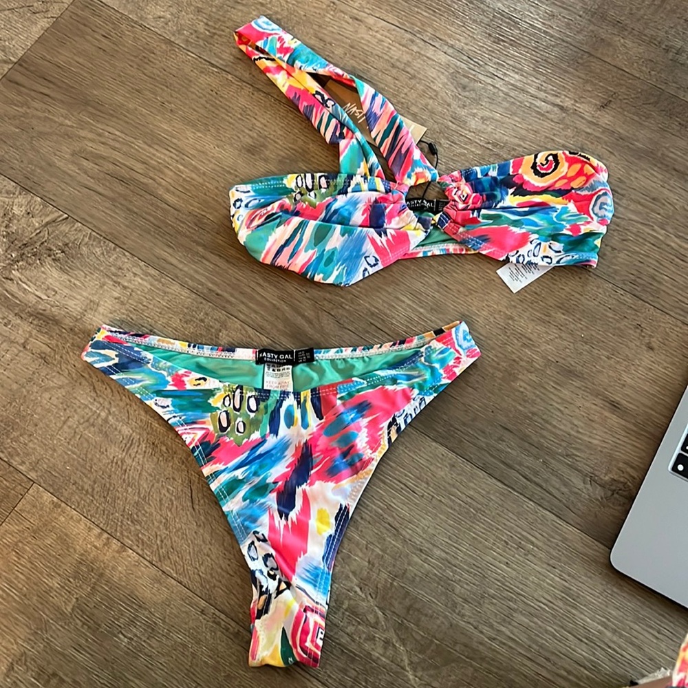 Recycled Aztec one shoulder bikini and sarong